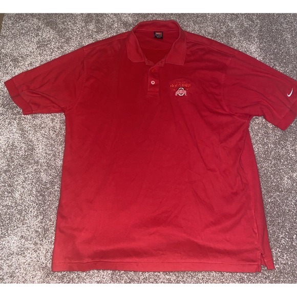 VTG‎ Nike Gray Tag 2006 OHIO STATE BUCKEYES Fiesta Bowl Polo Shirt Men's XL Red - Picture 1 of 13